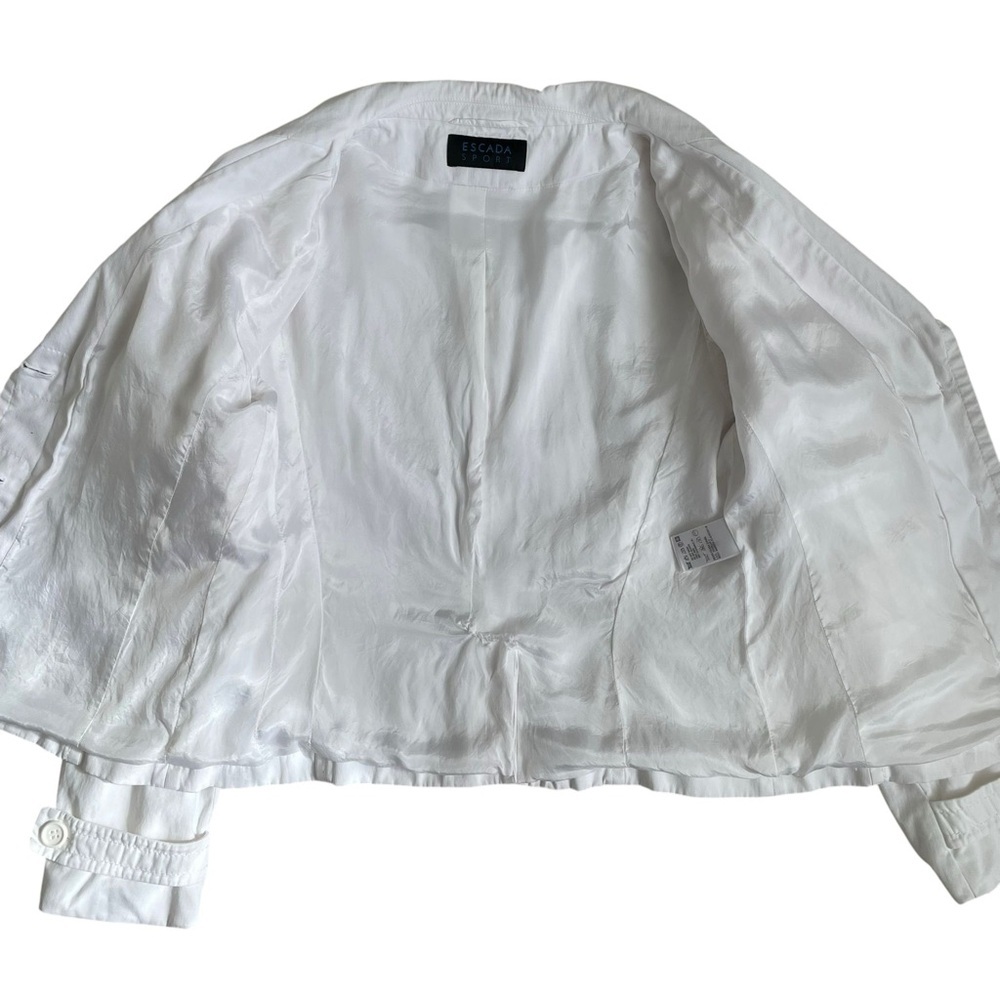 Escada Light Jacket Blazer White Cotton Summer Retro Casual Designer Size M - Picture 11 of 14
